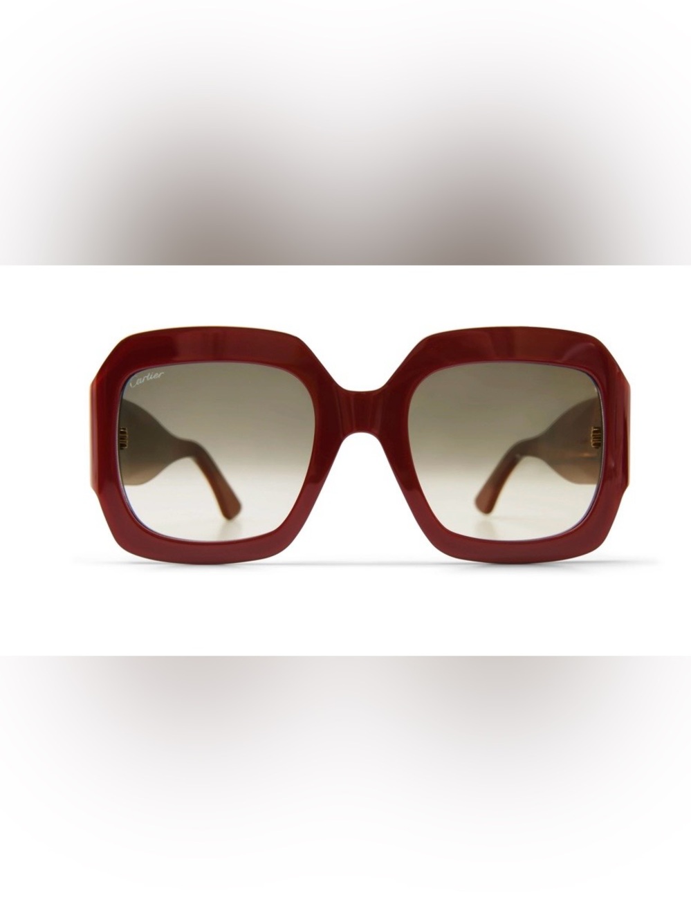 Authentic Cartier Oversized Burgundy Square Sunglasses + Red Box